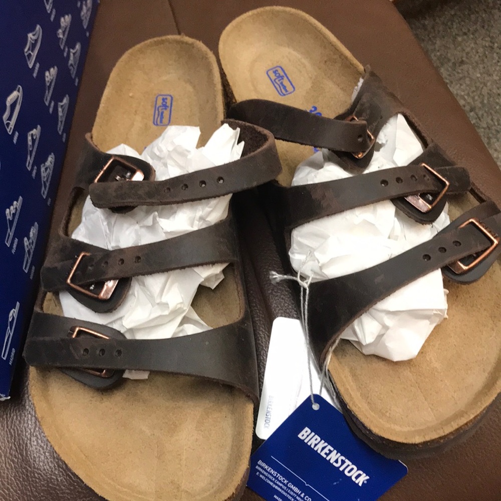 NIB Birkenstock Florida 8/39 Brown/Havana